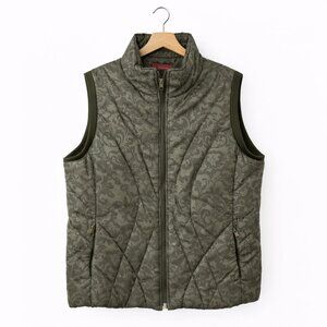 OLSEN | Sage Green Paisley Quilted Puffer Vest – Women’s 14
